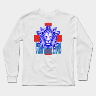 Gird Your Lions Fun Text English Idiom Blue Color Long Sleeve T-Shirt